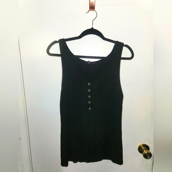 Goldray Black Ribbed Button Tank Large - Picture 3 of 4